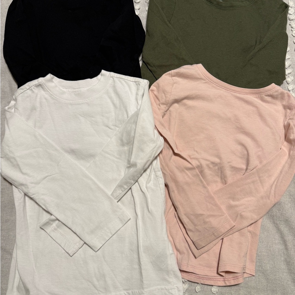 Bundle of 4 Girls 4T Long Sleeve Solid Color Shirts